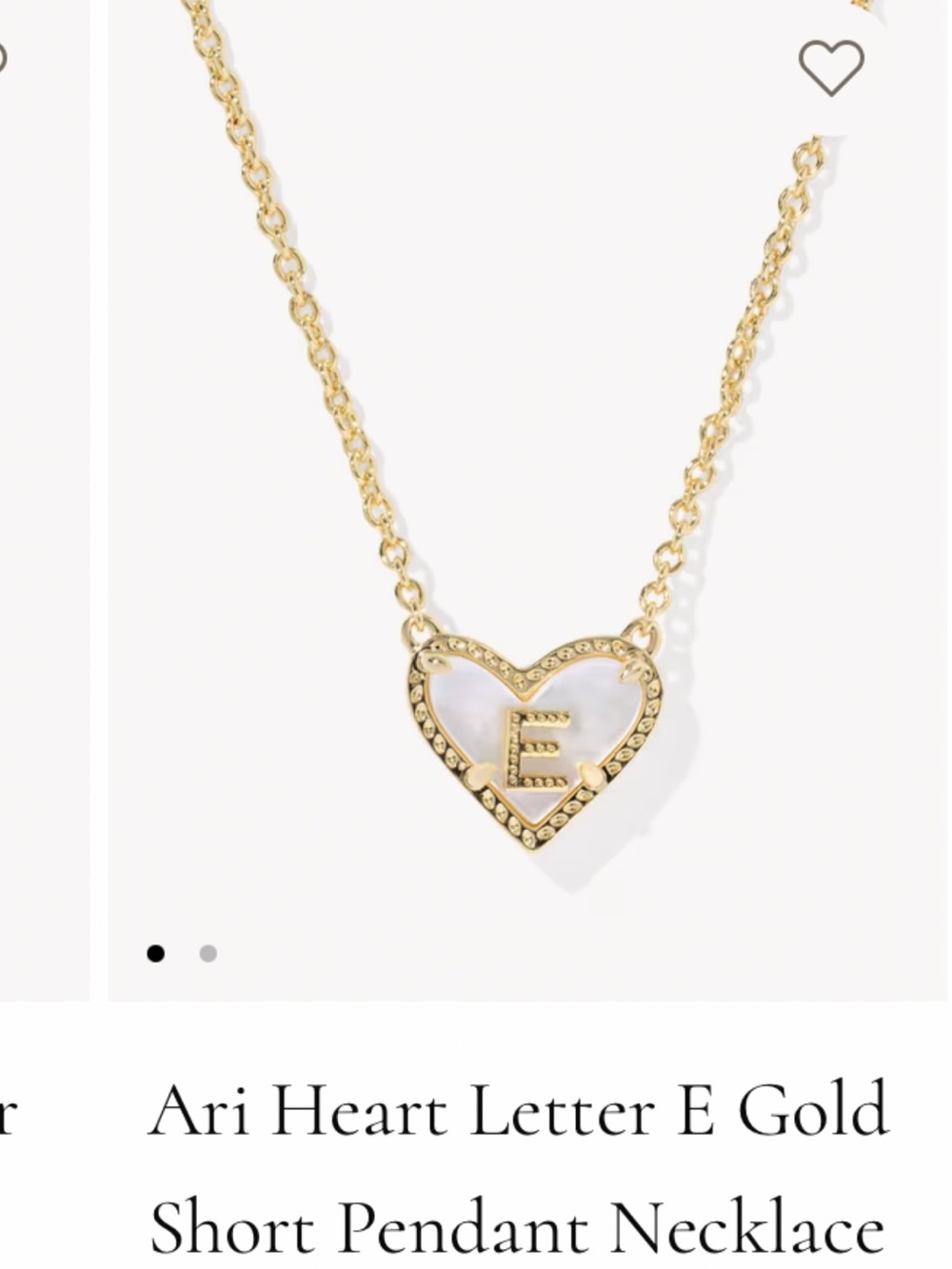 Kendra Scott Gold Heart Pendant Necklace with Mother-of-Pearl and Letter E